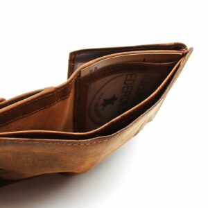 Portemonnaie Wildschein Jockey Club cognac Detailaufnahme