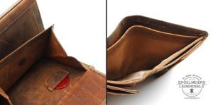 Portemonnaie Wildschein Jockey Club cognac Detailaufnahme
