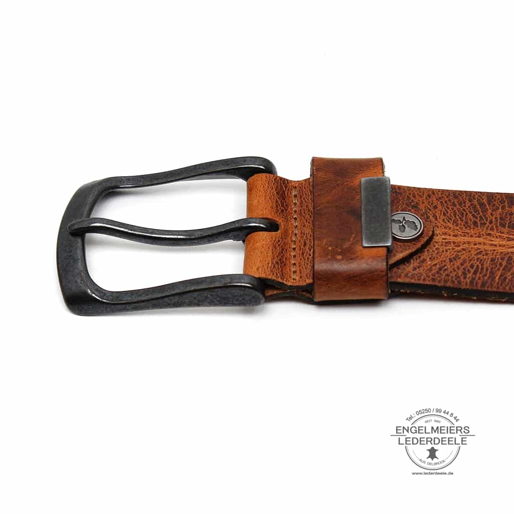 Herrengürtel Robin Green Belts cognac Schließe