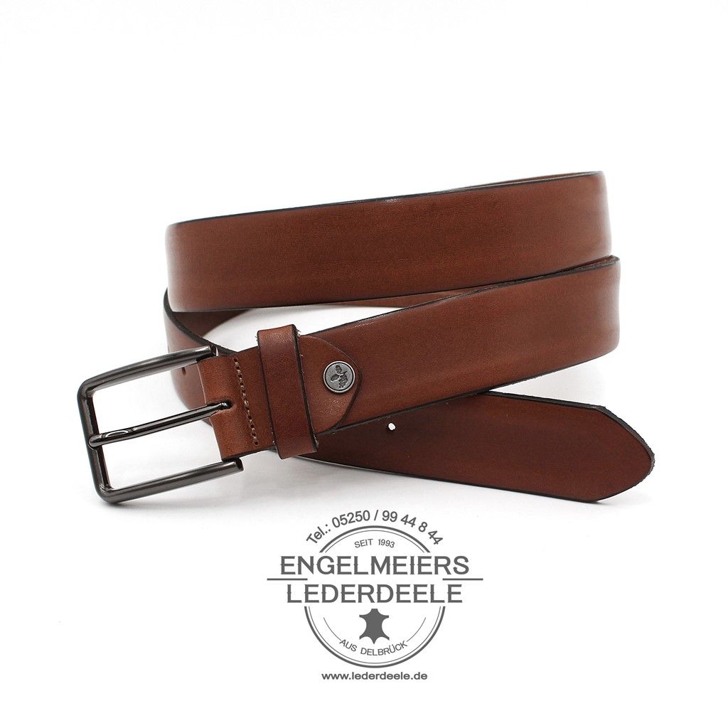 Herrengürtel Sydney cognac Schaltfläche