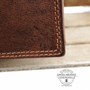 Pferde Riegelbörse Jockey Club cognac Detailaufnahme