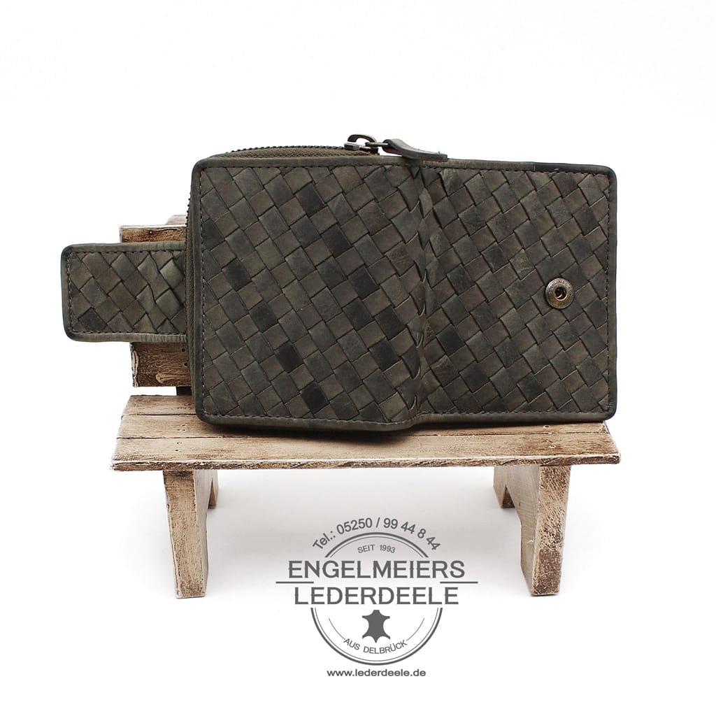 Hill Burry - 17-GREY-2 Damenbörse geflochten Hill Burry grau Produktansicht