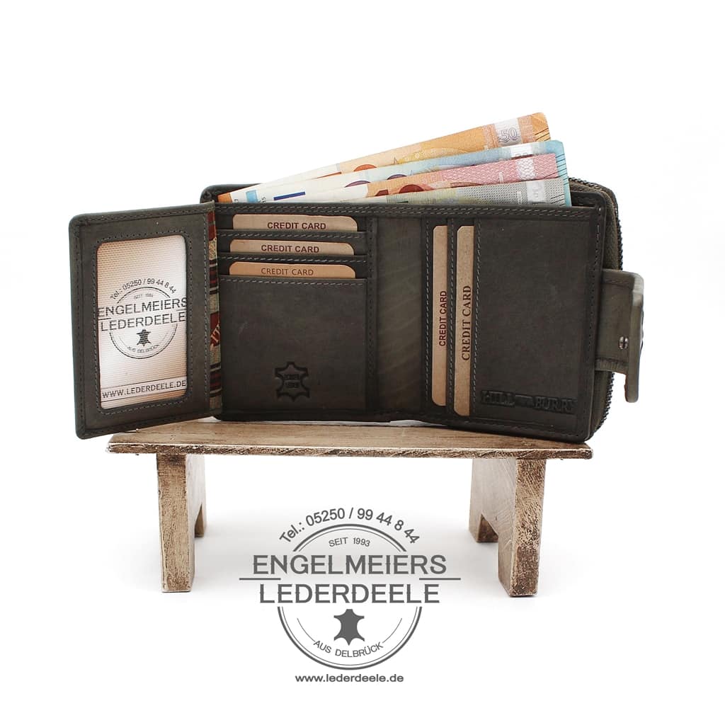 Hill Burry - 17-GREY-4 Damenbörse geflochten Hill Burry grau Produktansicht