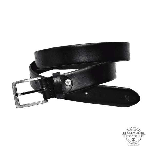 schwarzer Herrengürtel Finley von Green Belts. Leder Gürtel schwarz für Herren in 3,5cm - Produktansicht