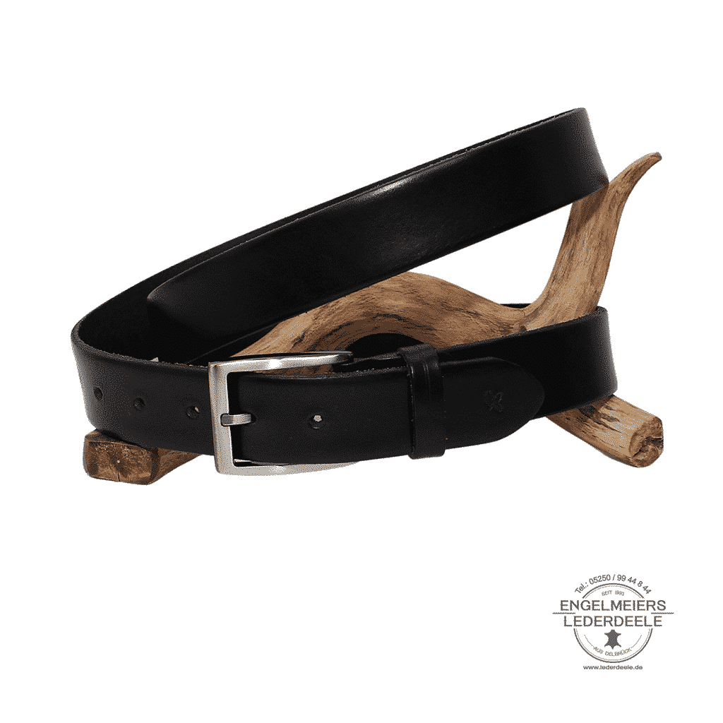 schwarzer Herrengürtel Finley von Green Belts. Leder Gürtel schwarz für Herren in 3,5cm - Schaltfläche