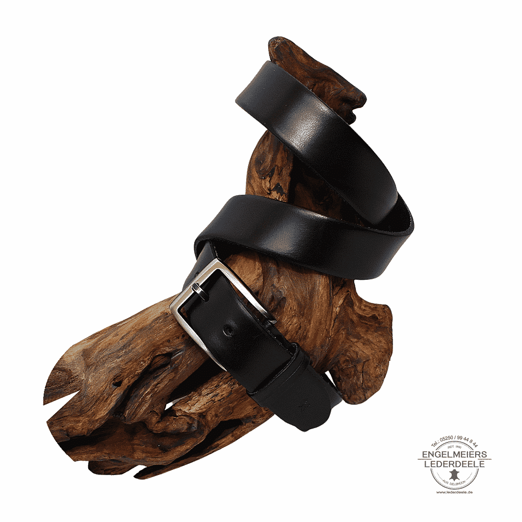 schwarzer Herrengürtel Finley von Green Belts. Leder Gürtel schwarz für Herren in 3,5cm - Produktansicht