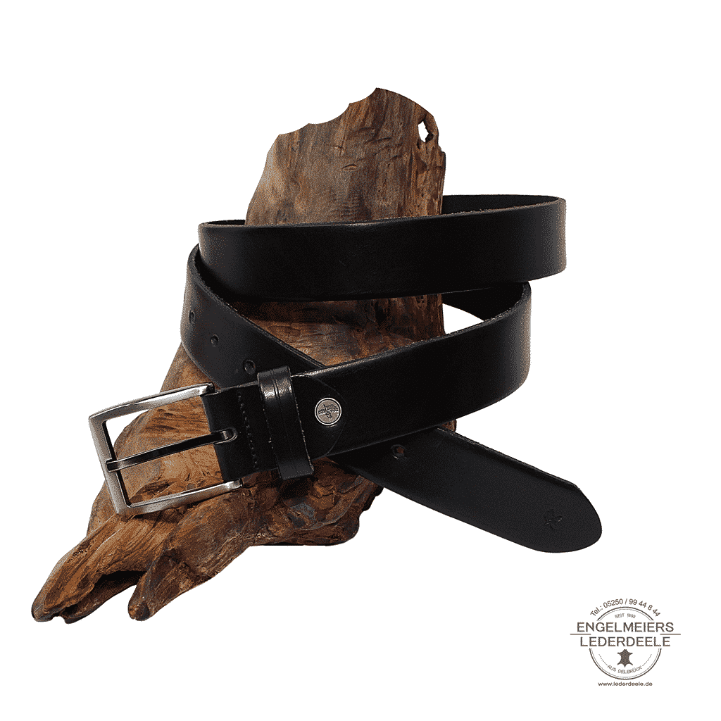 schwarzer Herrengürtel Finley von Green Belts. Leder Gürtel schwarz für Herren in 3,5cm - Produktansicht