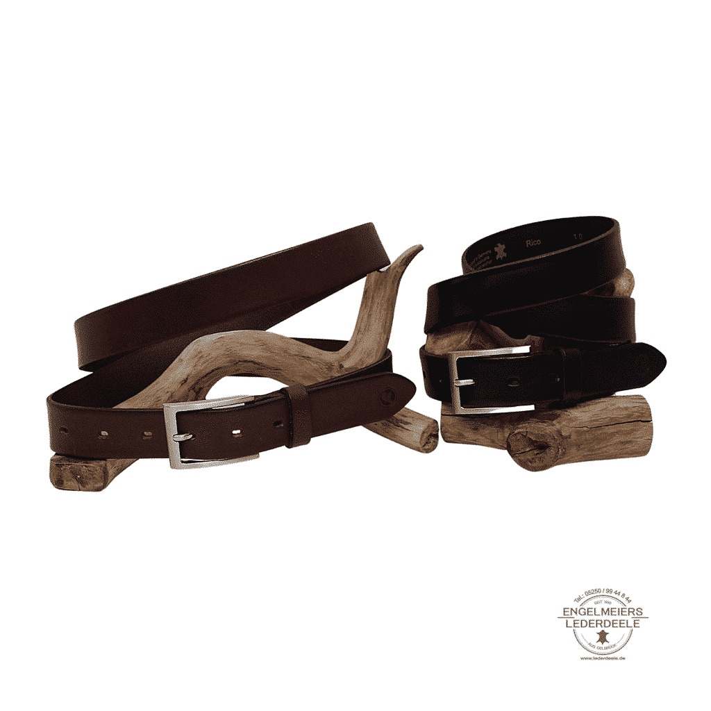 Herrengürtel Rico von Green Belts in der Farbe Braun und Schwarz. Leder Gürtel von Lederdeele Engelmeier Delbrück. Gruppenansicht