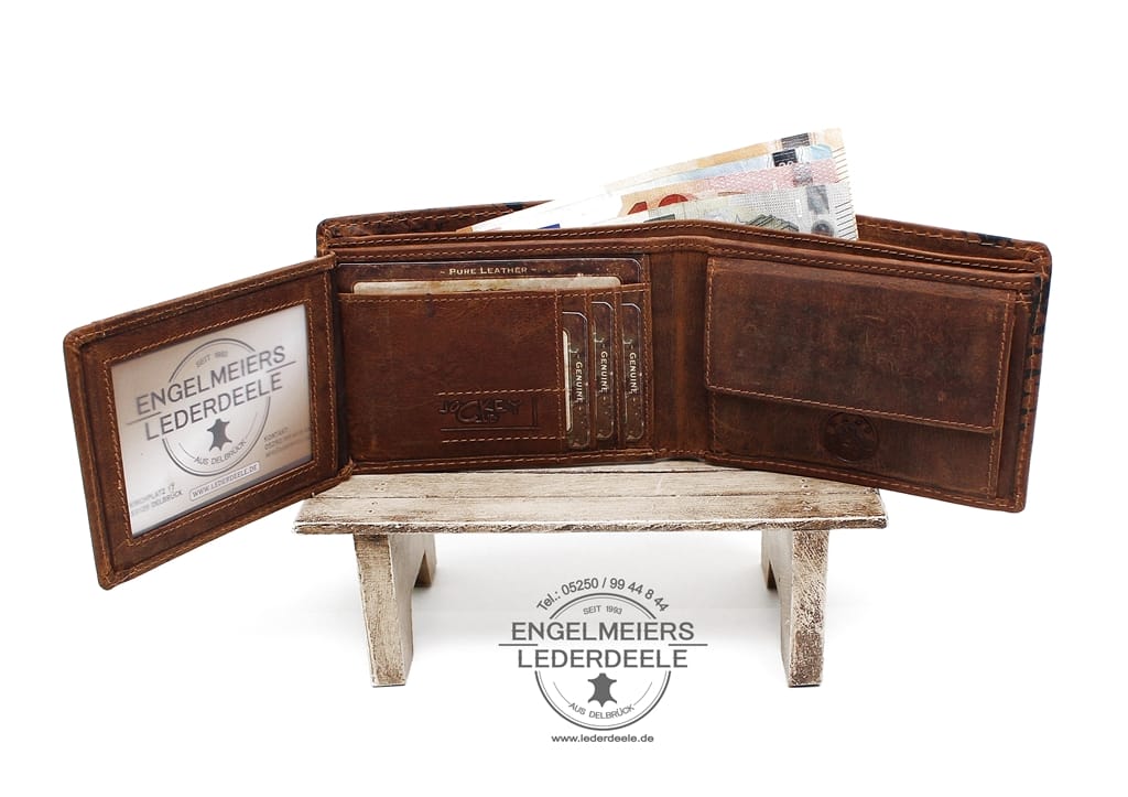 Herrenbörse Quer da Vinci |  J-8724-25 Herrenbörse Quer da Vinci Jockey Club cognac Produktansicht