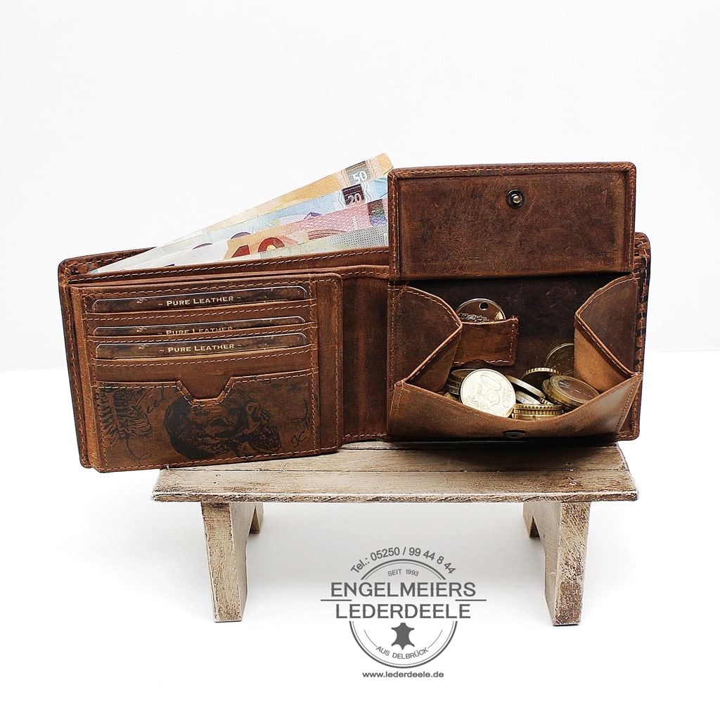 Herrenbörse Quer da Vinci |  J-8724-25 Herrenbörse Quer da Vinci Jockey Club cognac Produktansicht