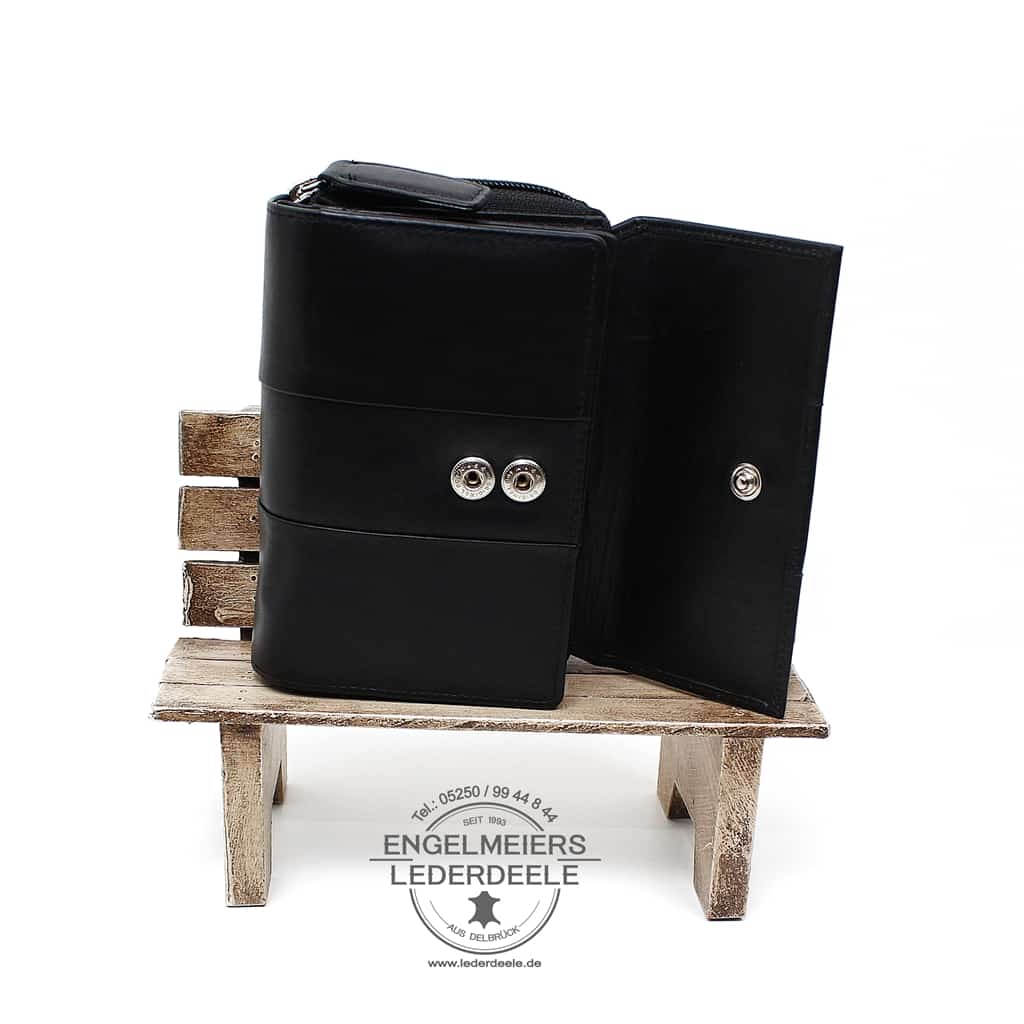 J- 1562-schwarz- 3 elegante Geldbörse Damen Jockey Club schwarz Produktansicht