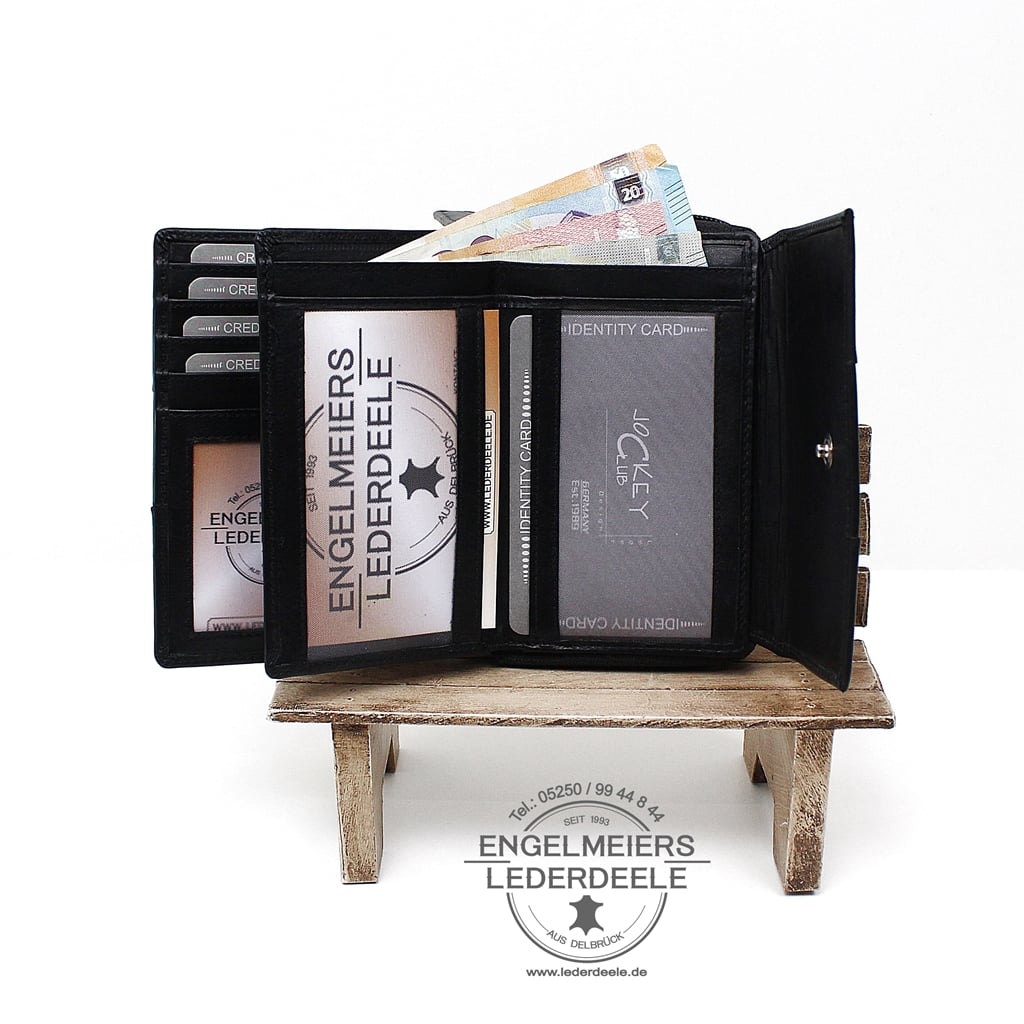 J- 1562-schwarz- 5 elegante Geldbörse Damen Jockey Club schwarz Produktansicht