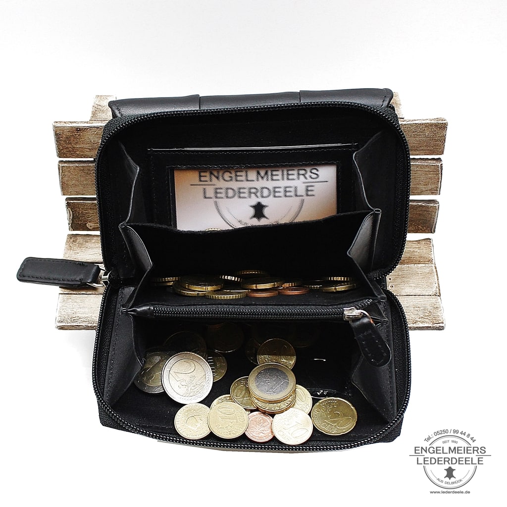 J- 1562-schwarz- 6 elegante Geldbörse Damen Jockey Club schwarz Produktansicht