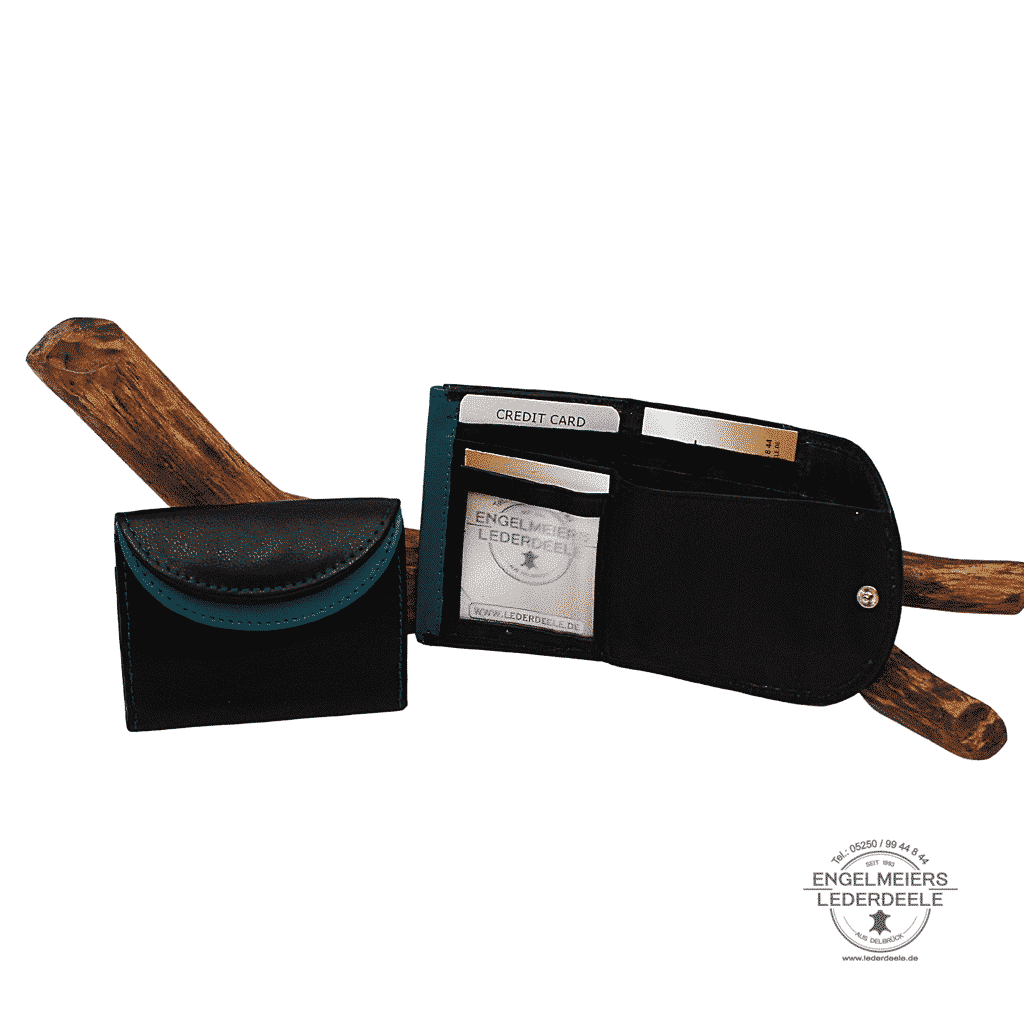 Jockey Club - 1435-schwarz-patrol- Hosentasche kleine Geldbörse Jockey Club schwarz/petrol Schaltfläche