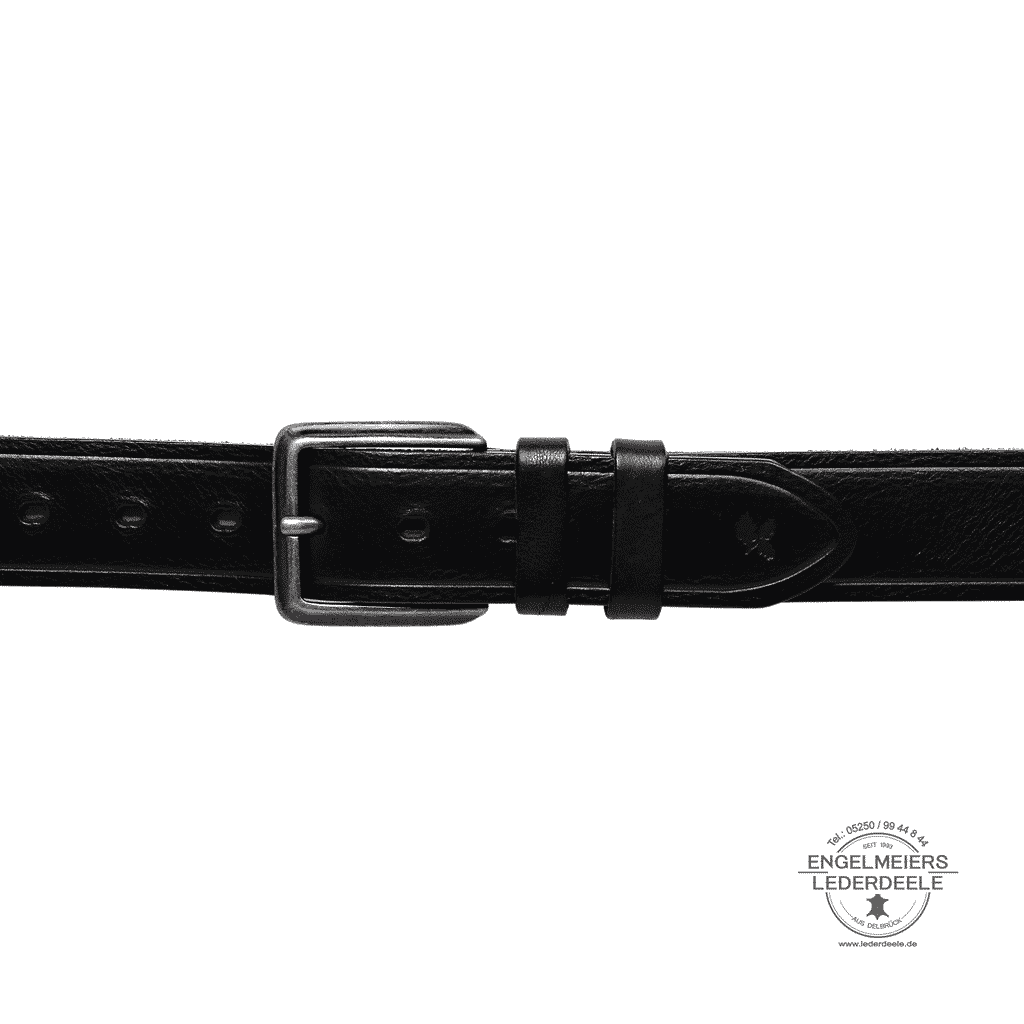 Green Belts Leder Gürtel, Lederwaren aus Engelmeiers Lederdeele- Tim-10-schwarz- 3 schwarzer Herrengürtel Tim von Green Belts. Leder Gürtel schwarz für Herren in 4cm - Gürtelschnalle, Dornschließe