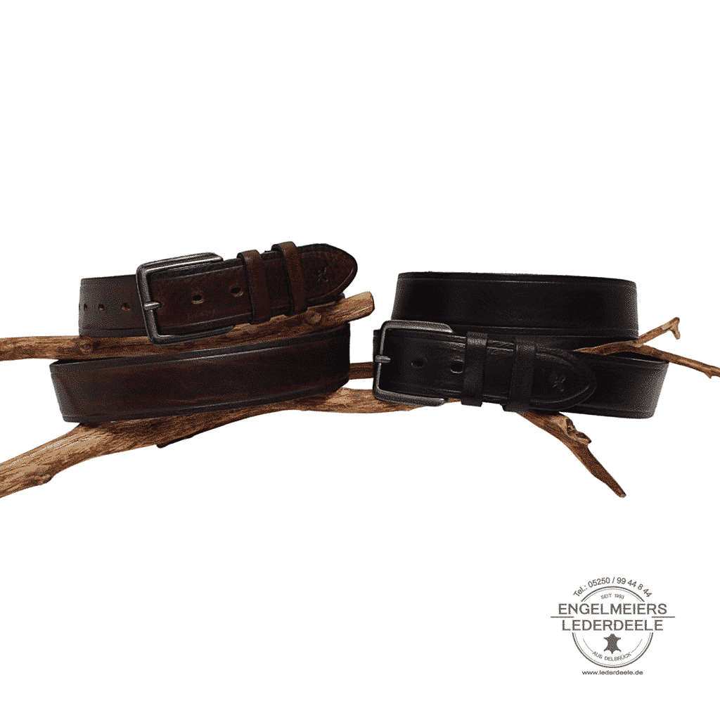 Green Belts Leder Gürtel, Lederwaren aus Engelmeiers Lederdeele- Tim-Gruppe- H1 Herrengürtel Tim von Green Belts. Leder Gürtel schwarz, braun für Herren in 4cm - Gruppenbild