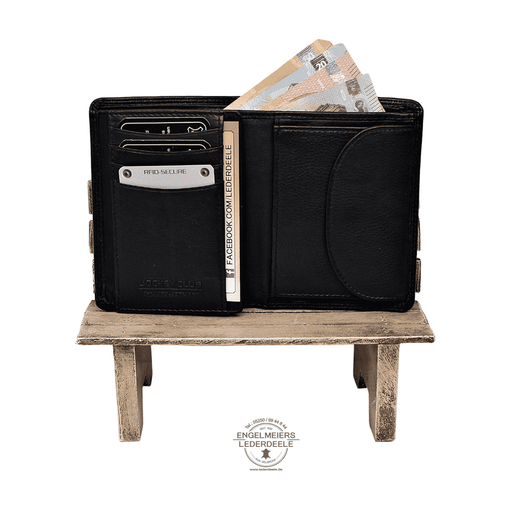 Jockey Club Portemonnaie- 8343-01- 2 Basic Portemonnaie RFID Hochformat Jockey Club schwarz Produktansicht