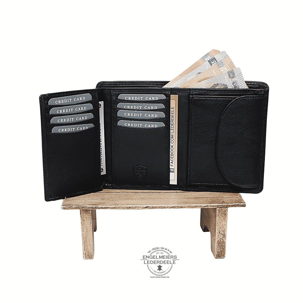 Jockey Club Portemonnaie- 8343-01- 3 Basic Portemonnaie RFID Hochformat Jockey Club schwarz Produktansicht