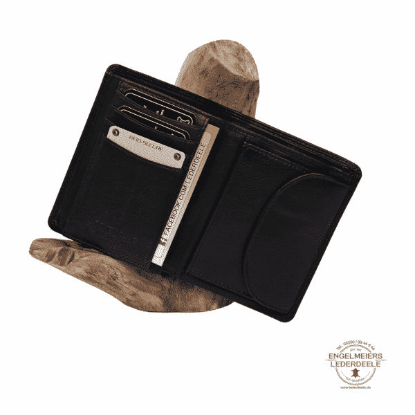 Basic Portemonnaie RFID Hochformat Jockey Club schwarz Produktansicht