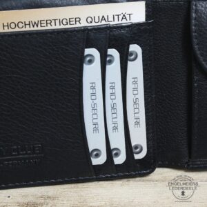 Basic Portemonnaie RFID Querformat Jockey Club schwarz Detailaufnahme