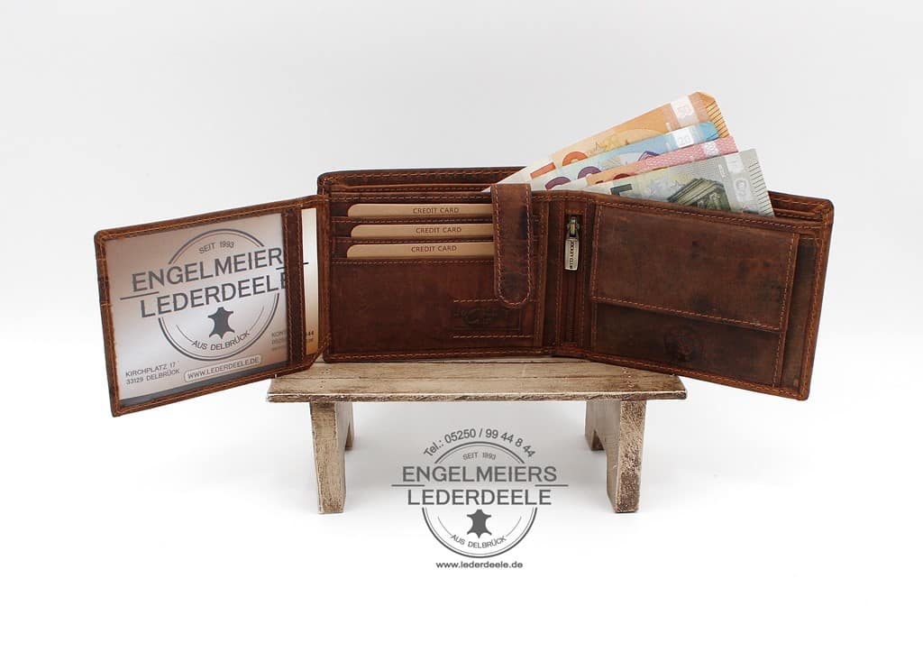 Riegelbörse Hecht Jockey Club cognac Produktansicht