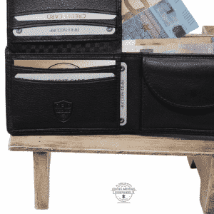 Basic Portemonnaie RFID midi Querformat Jockey Club schwarz Detailaufnahme