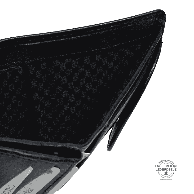 Basic Portemonnaie RFID midi Hochformat Jockey Club schwarz Detailaufnahme