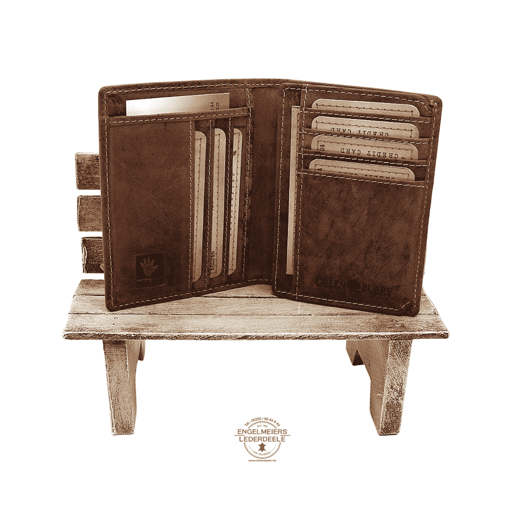 Green Burry Leder Portemonnaie, Lederdeele Engelmeier Lederwaren Delbrück- 1794 B-25- 3 Kartenetui Standard Sattelbraun Green Burry Produktansicht