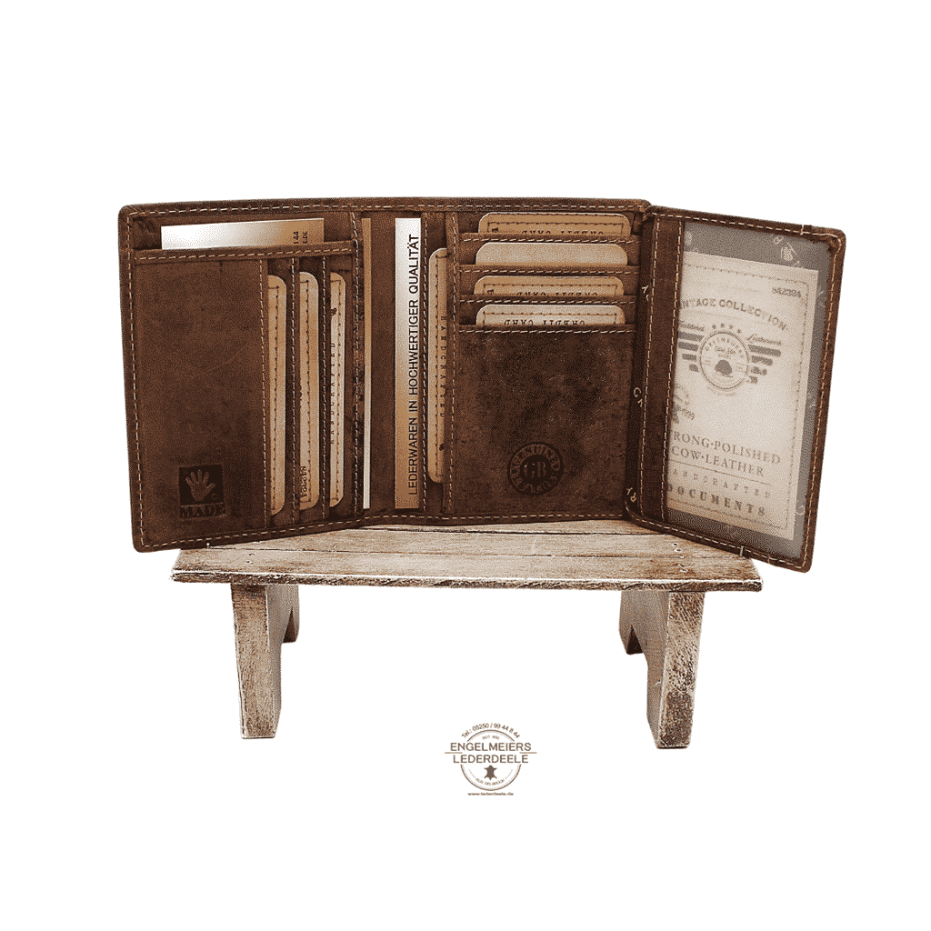 Green Burry Leder Portemonnaie, Lederdeele Engelmeier Lederwaren Delbrück- 1794 B-25- 4 Kartenetui Standard Sattelbraun Green Burry Produktansicht