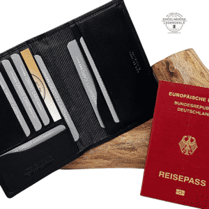 Kartenetui Reisepass Jockey Club schwarz Detailaufnahme