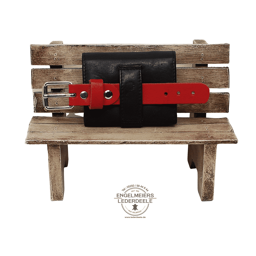 kleines Leder Portemonnaie RFID mit Gürtelschlaufe von Jockey Club. Geldbörse für die Hosentasche, auch als Kinder Portemonnaie geeignet, mit Kartenfach; Produktansicht außen