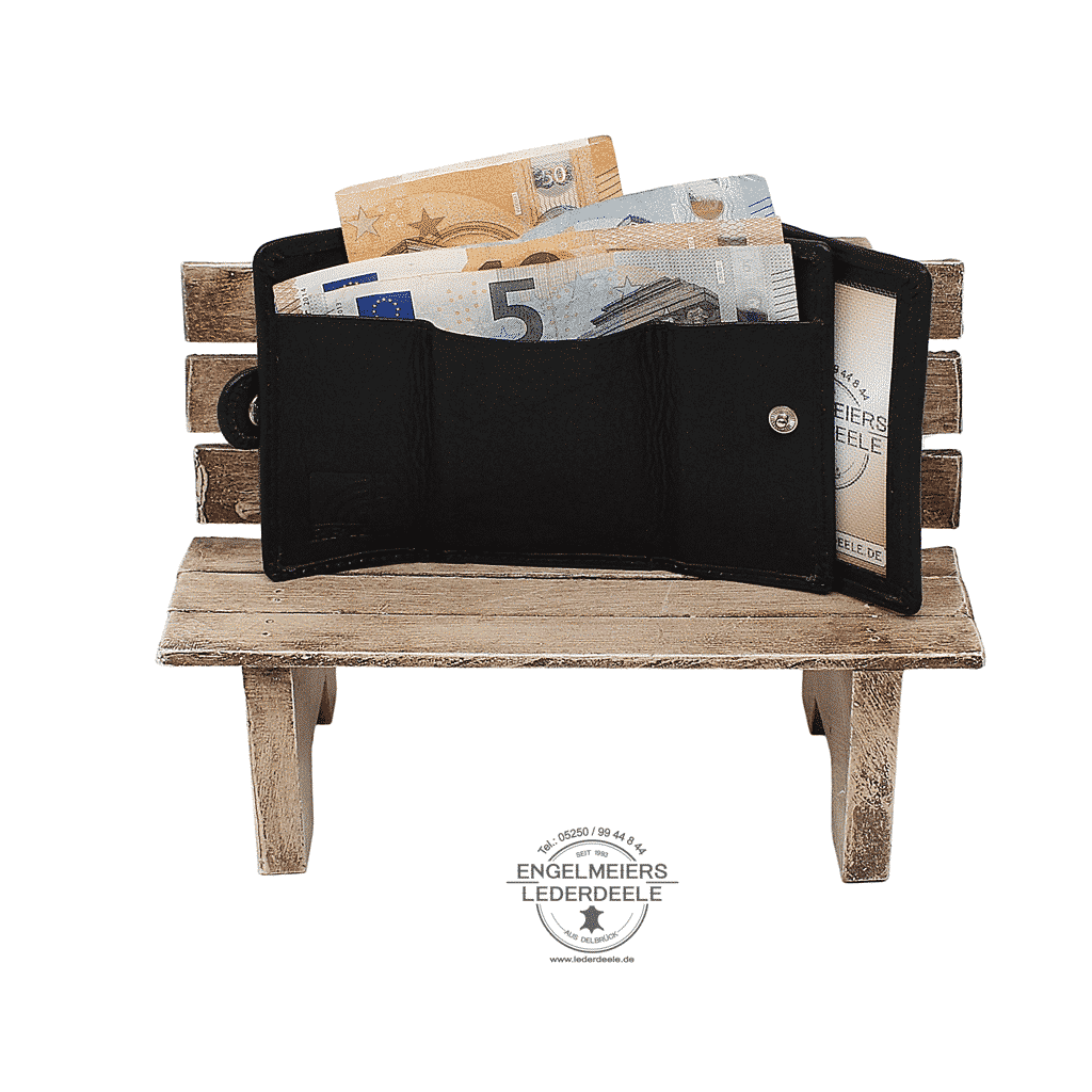 kleines Leder Portemonnaie RFID mit Gürtelschlaufe von Jockey Club. Geldbörse für die Hosentasche, auch als Kinder Portemonnaie geeignet, mit Kartenfach; Produktansicht innen