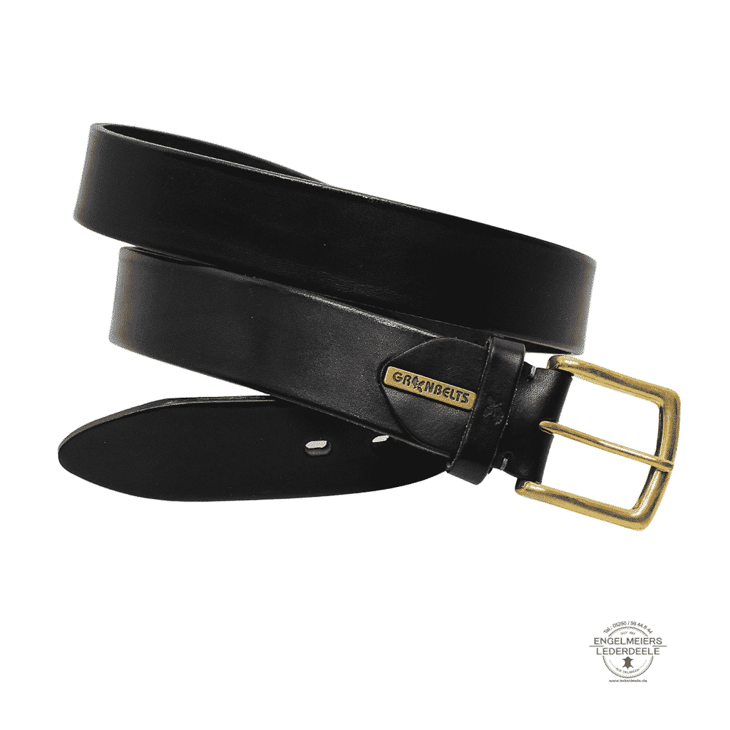 Gürtel Blake von Green Belts mit Messingschließe. Leder Gürtel in der Farbe Schwarz von Lederdeele Engelmeier Delbrück. Produktansicht