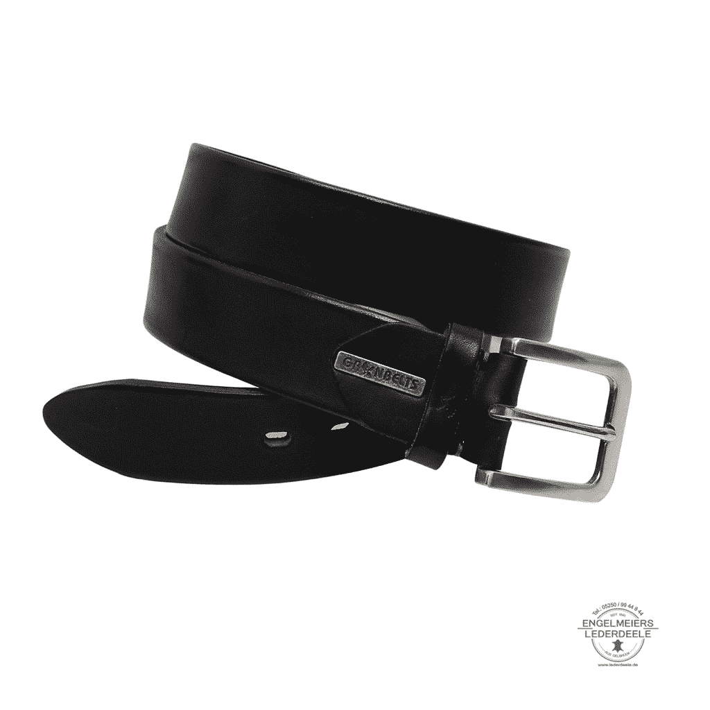 Gürtel Blake von Green Belts mit Edelstahl Schließe. Leder Gürtel in der Farbe Schwarz von Lederdeele Engelmeier Delbrück. Produktansicht