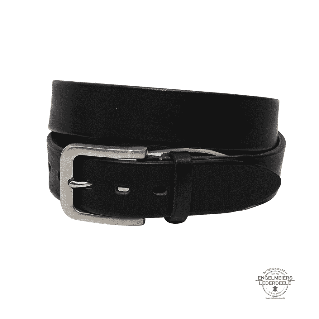 Gürtel Blake von Green Belts mit Edelstahl Schließe. Leder Gürtel in der Farbe Schwarz von Lederdeele Engelmeier Delbrück. Produktansicht