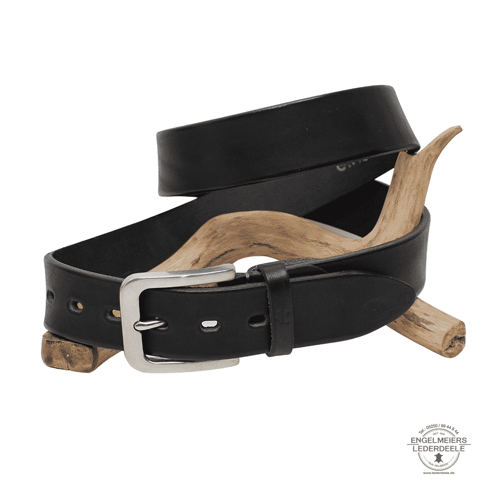 Gürtel Blake von Green Belts mit Edelstahl Schließe. Leder Gürtel in der Farbe Schwarz von Lederdeele Engelmeier Delbrück. Produktansicht