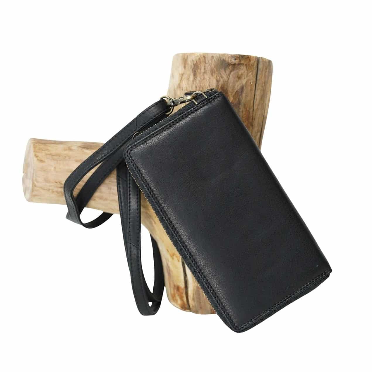 Hill Burry Handytasche mit Portemonnaie zum Unhängen_Ledertasche_Tasche aus Leder für Damen_Lederdeele Engelmeier Delbrück_07 Hill Burry Handytasche mit Portemonnaie zum Umhängen. Farbe schwarz, kleine Ledertasche für Damen. Smartphone Tasche aus Leder mit langem Tragegurt. Lederdeele Engelmeier Delbrück. Rückseite