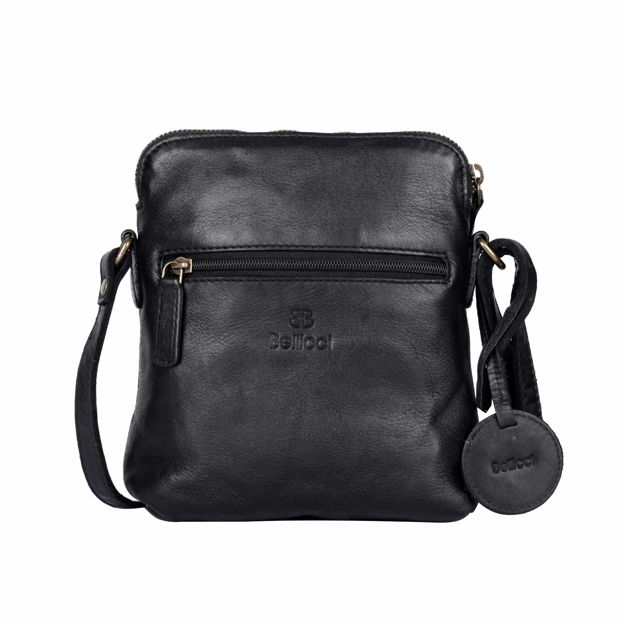 Ledertasche Celeste Bellicci_kleine Leder Umhängetasche schwarz_Lederdeele Engelmeier Delbrück_04 kleine Ledertasche Celeste von Bellicci, Tasche für Damen aus Leder, pflanzlich gegerbte Umhängetasche, Farbe schwarz, Lederdeele Engelmeier Delbrück - Rückseite