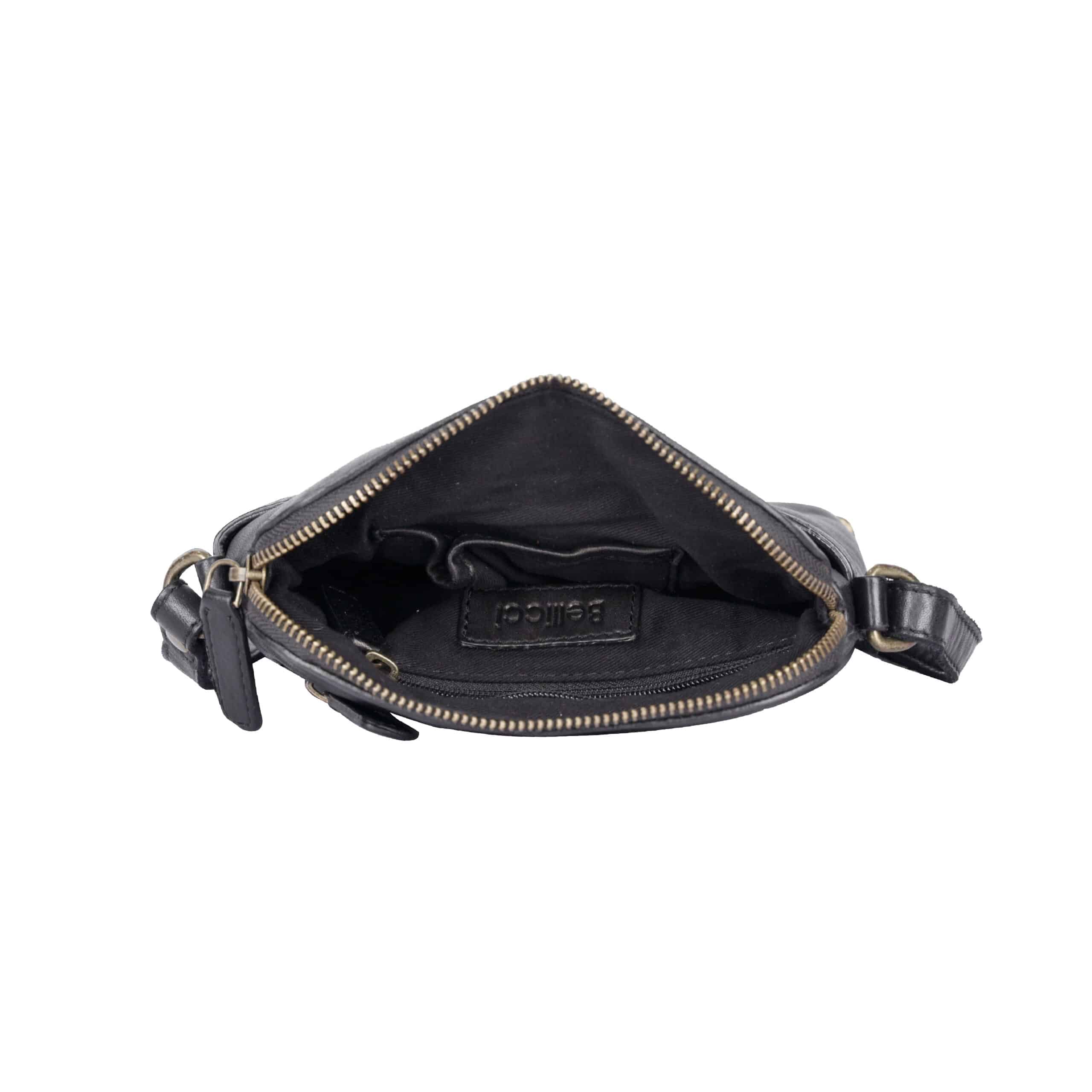 Ledertasche Celeste Bellicci_kleine Leder Umhängetasche schwarz_Lederdeele Engelmeier Delbrück_05 kleine Ledertasche Celeste von Bellicci, Tasche für Damen aus Leder, pflanzlich gegerbte Umhängetasche, Farbe schwarz, Lederdeele Engelmeier Delbrück - Innenansicht