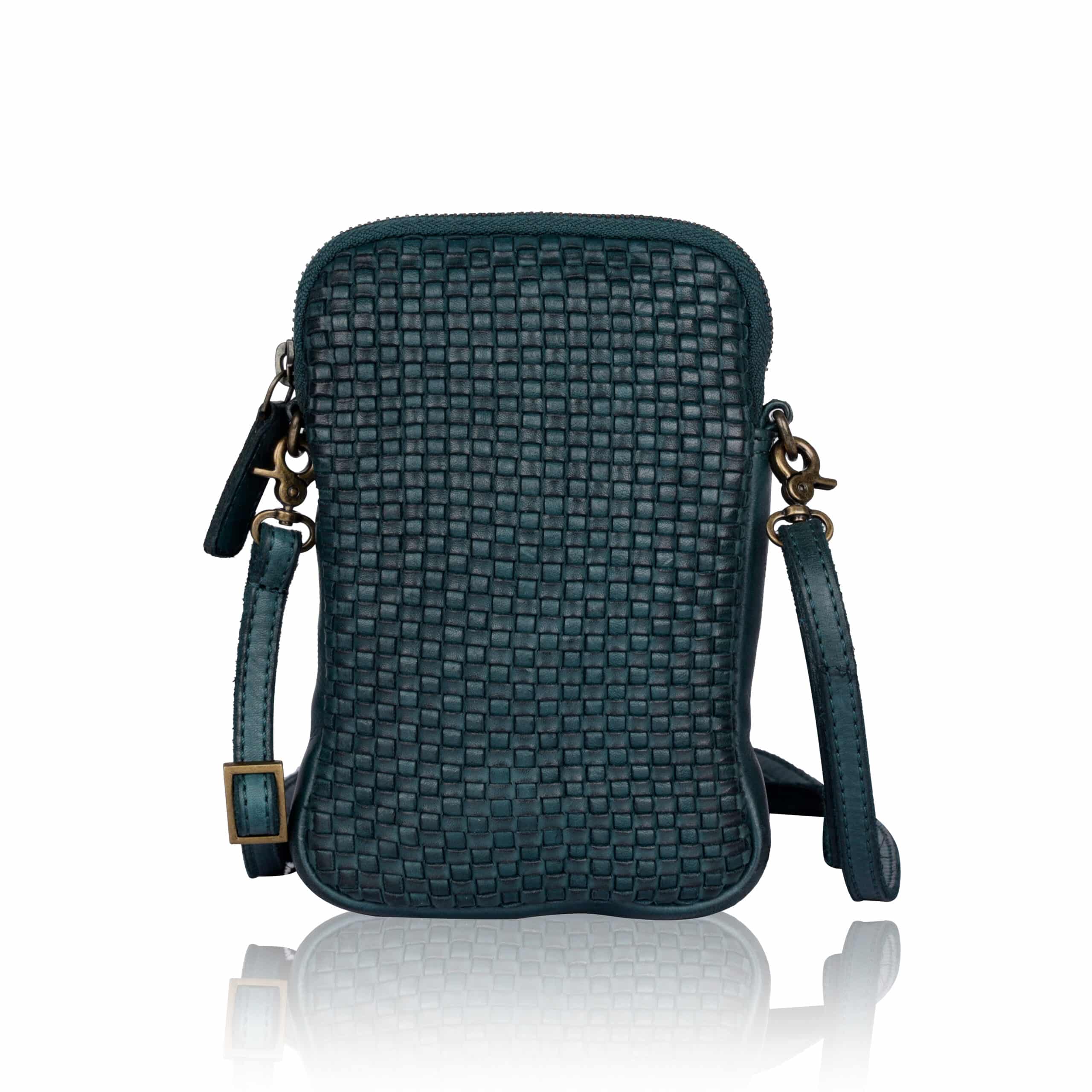 Ledertasche Everly Bellicci_petrol Tasche aus Leder_Damen_Lederdeele Engelmeier Delbrück_02 kleine Ledertasche Everly von Bellicci, Tasche für Damen aus Leder, pflanzlich gegerbte Umhängetasche, Farbe petrol, Lederdeele Engelmeier Delbrück - Vorderseite