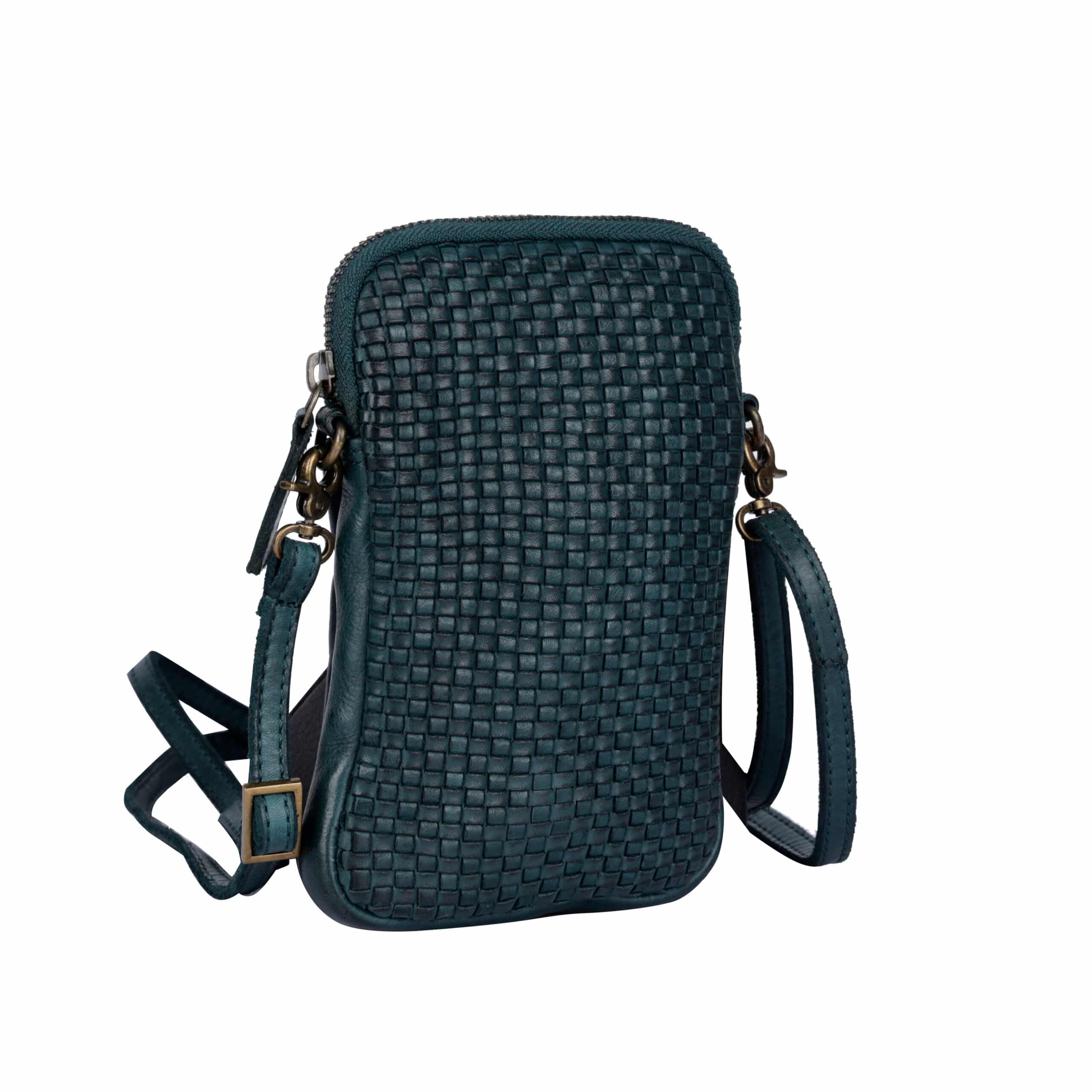 Ledertasche Everly Bellicci_petrol Tasche aus Leder_Damen_Lederdeele Engelmeier Delbrück_03 kleine Ledertasche Everly von Bellicci, Tasche für Damen aus Leder, pflanzlich gegerbte Umhängetasche, Farbe petrol, Lederdeele Engelmeier Delbrück - Seitenansicht