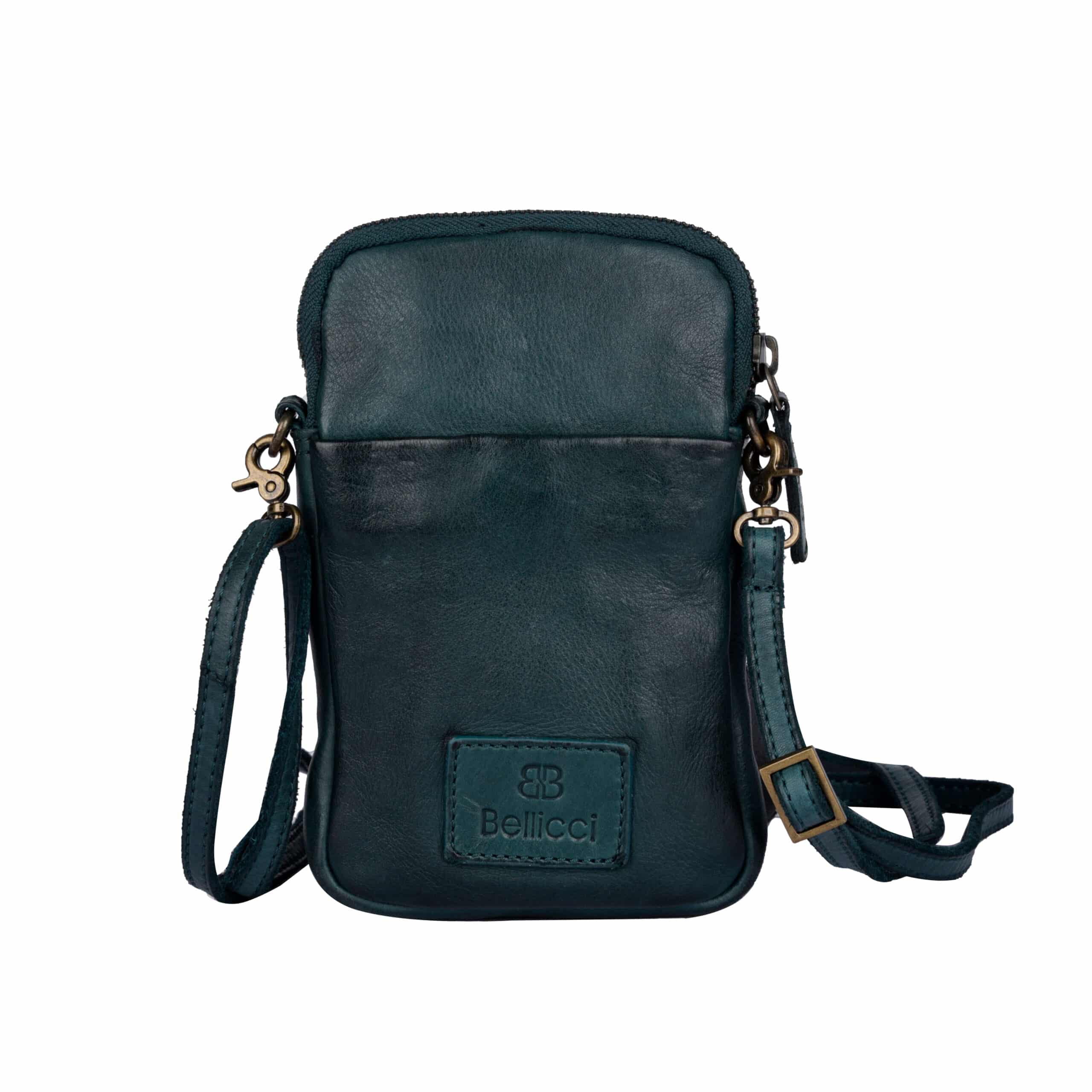 Ledertasche Everly Bellicci_petrol Tasche aus Leder_Damen_Lederdeele Engelmeier Delbrück_05 kleine Ledertasche Everly von Bellicci, Tasche für Damen aus Leder, pflanzlich gegerbte Umhängetasche, Farbe petrol, Lederdeele Engelmeier Delbrück - Rückseite