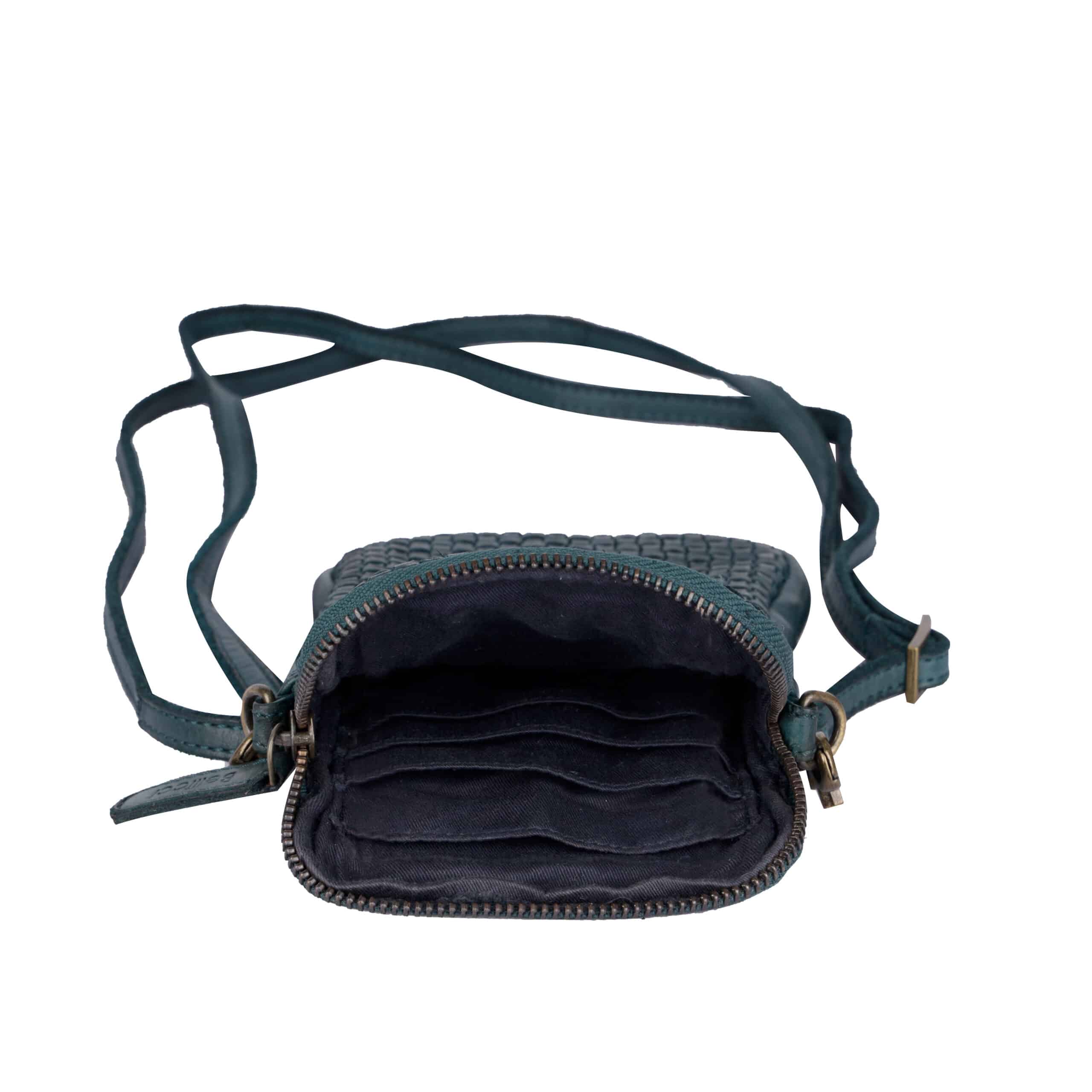 Ledertasche Everly Bellicci_petrol Tasche aus Leder_Damen_Lederdeele Engelmeier Delbrück_06 kleine Ledertasche Everly von Bellicci, Tasche für Damen aus Leder, pflanzlich gegerbte Umhängetasche, Farbe petrol, Lederdeele Engelmeier Delbrück - Innenansicht