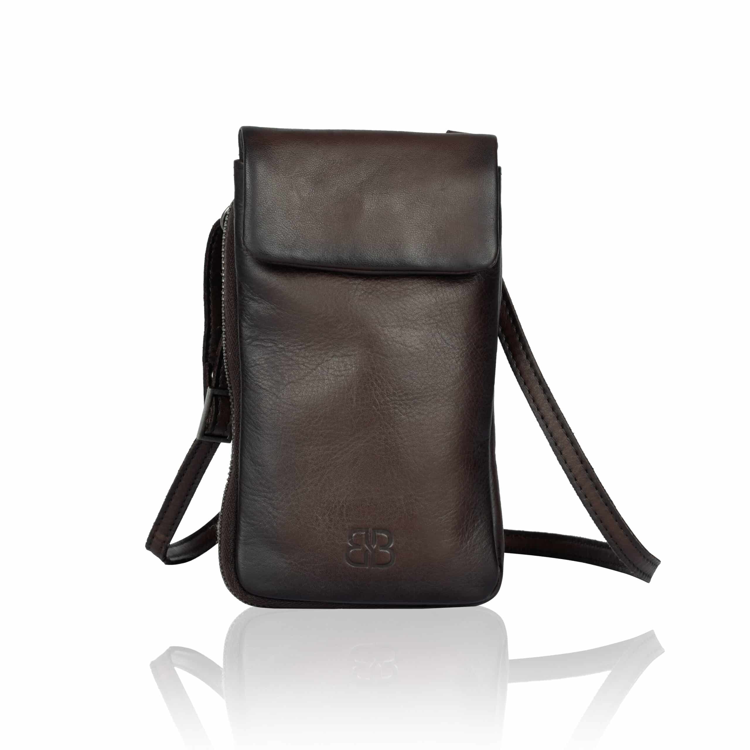 kleine Ledertasche KIA von Bellicci_dunkelbraune Tasche aus Leder_Lederdeele Engelmeier_Delbrück_Lederwaren Ostwestfalen_02 kleine Ledertasche KIA von Bellicci, Damen Umhängetasche aus natürlichem Rindleder, pflanzlich gegerbt, Farbe dunkelbraun, Lederdeele Engelmeier Delbrück - Frontansicht