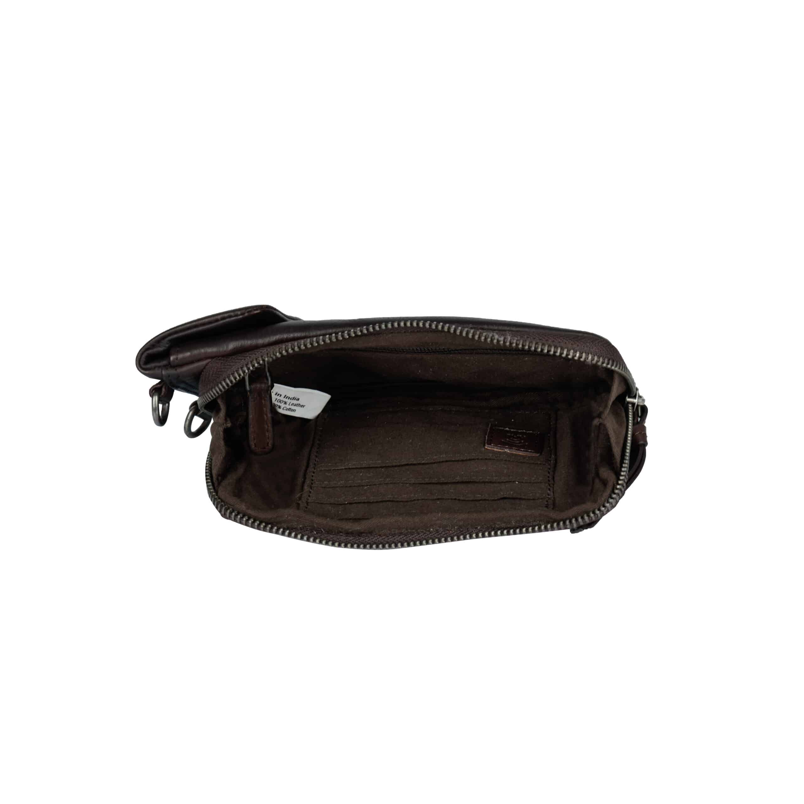 kleine Ledertasche KIA von Bellicci_dunkelbraune Tasche aus Leder_Lederdeele Engelmeier_Delbrück_Lederwaren Ostwestfalen_05 kleine Ledertasche KIA von Bellicci, Damen Umhängetasche aus natürlichem Rindleder, pflanzlich gegerbt, Farbe dunkelbraun, Lederdeele Engelmeier Delbrück - Innenansicht