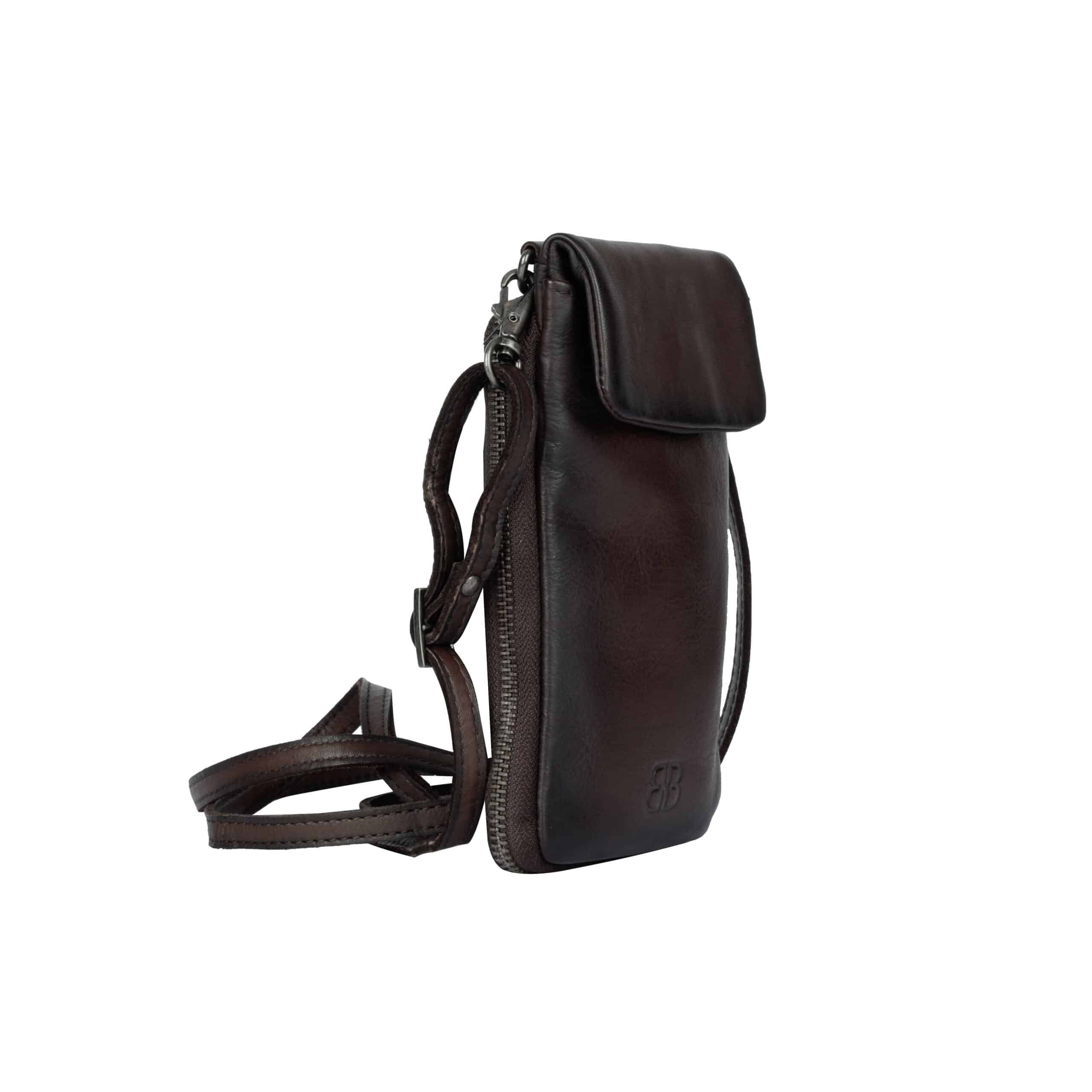 kleine Ledertasche KIA von Bellicci_dunkelbraune Tasche aus Leder_Lederdeele Engelmeier_Delbrück_Lederwaren Ostwestfalen_06 kleine Ledertasche KIA von Bellicci, Damen Umhängetasche aus natürlichem Rindleder, pflanzlich gegerbt, Farbe dunkelbraun, Lederdeele Engelmeier Delbrück - Seitenansicht