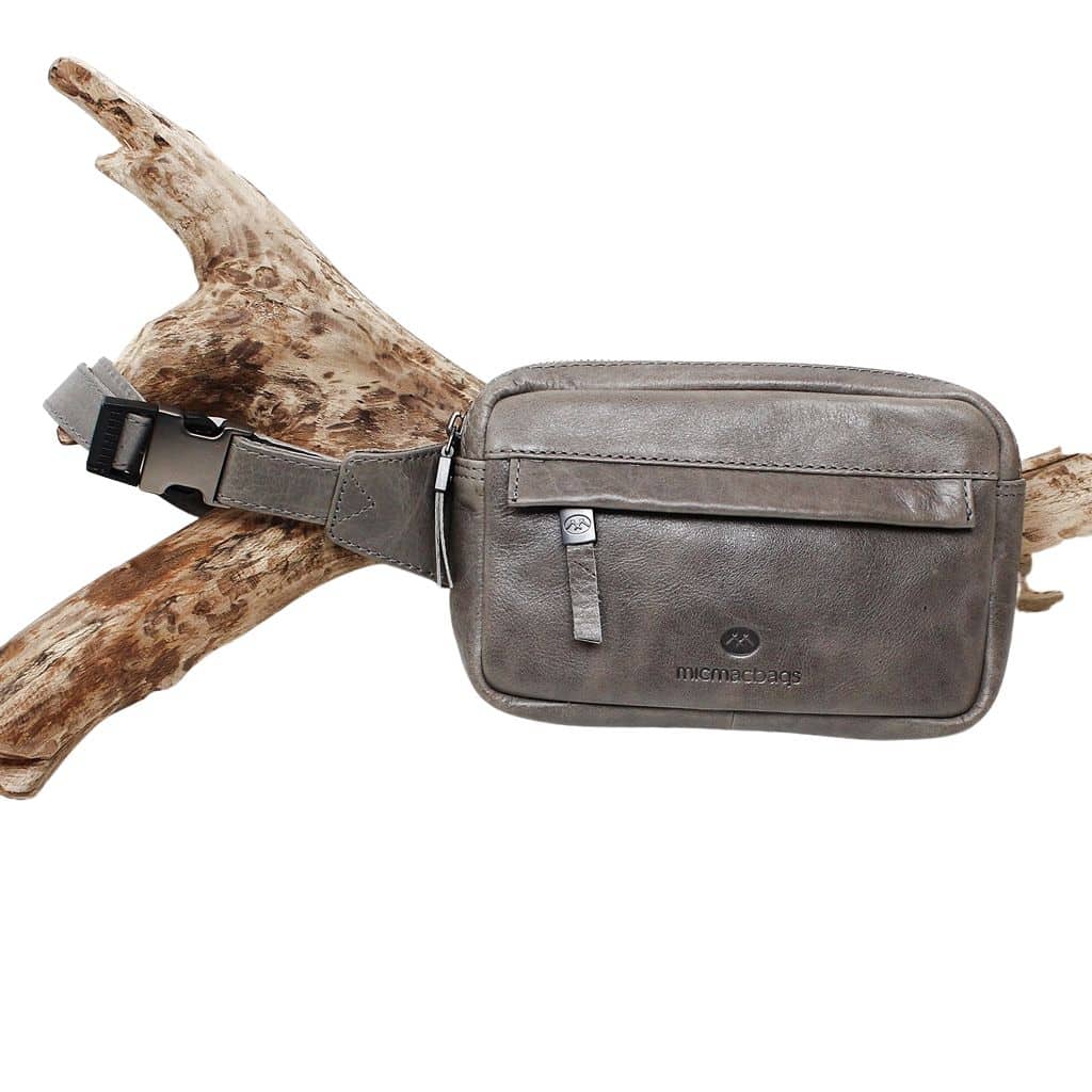 Bauchtasche Kleur micmacbags. Gürteltasche Leder Damen. Farbe grau. Slow Fashion Hüfttasche aus Rindleder. Lederdeele Engelmeier Delbrück. Lederwaren Ostwestfalen. Ansicht Vorderseite
