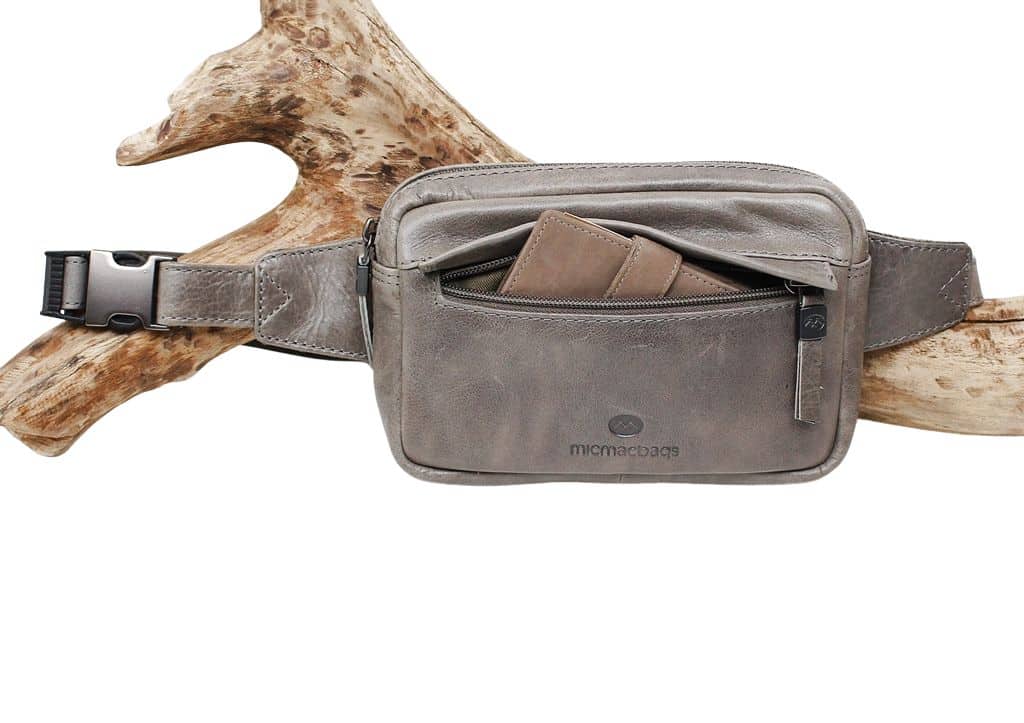 Bauchtasche Kleur micmacbags. Gürteltasche Leder Damen. Farbe grau. Slow Fashion Hüfttasche aus Rindleder. Lederdeele Engelmeier Delbrück. Lederwaren Ostwestfalen. Ansicht Vorderseite Reißverschluss