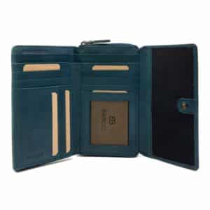 Geldbörse Bellicci Kimberly medium_BB-55. Leder Portemonnaie Damen blau aus weichem Rindleder. Slow Fashion. Lederwaren Ostwestfalen Lederdeele Engelmeier aus Delbrück. Detailbild