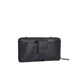 Handytasche mit Geldbörse Kreative Kadence von Sparwell. Ledertasche mit Portemonnaie und Handyfach für Smartphone. Farbe schwarz. Lederwaren Ostwestfalen. Lederdeele aus Delbrück. Ansicht Vorderseite